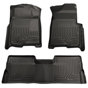 Ford F-350 Super Duty Floor Liners - Front + Rear - Husky Liners - WeatherBeater Combo - Black - `08-`10 Ford F-350 Super Duty Floor Liners - Front + Rear - Husky Liners - WeatherBeater Combo - Black - `08-`10